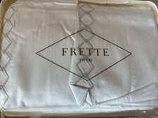  1150 Frette Losanga Queen Bed Sheet Set White Grey Cliff Cotton Made in Italy