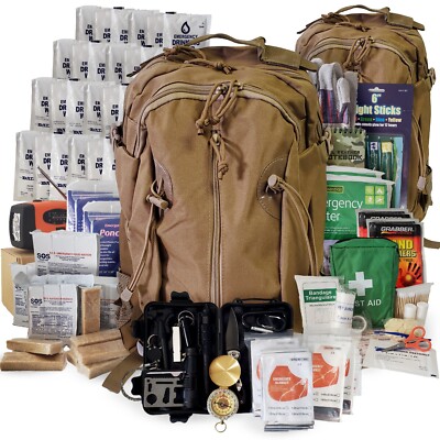 4 Person Emergency Kit/Survival Backpack for 72 Hours, Natural Disasters & More
