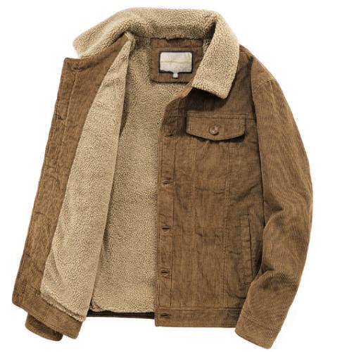 Mens Corduroy Coats Jacket Warm Button Cotton Winter Outwear