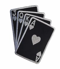 Unotrim 7"x6" Embroidery Straight Flush Poker Cards Casino Gamble Iron on Patch 
