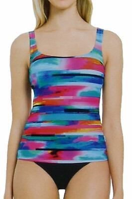 Essentials by Gottex Women's Tankini Swimsuit Multi-Colored Rainbow, 6