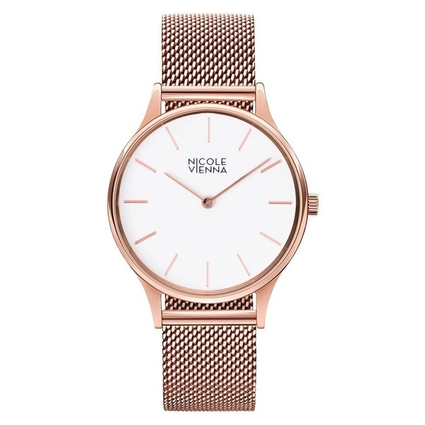 Damenuhr Nicole Vienna Gold Pink Armband MailäNder, Etui 36Mm, Wahlschalter Weiß-image