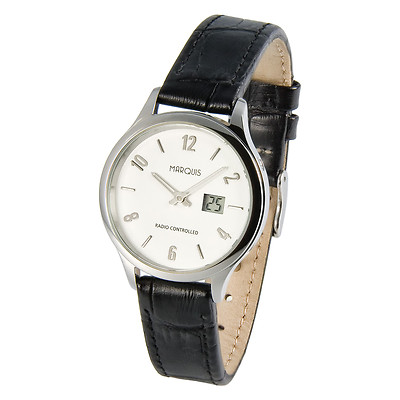 Elegant Marquis Ladies' Radio Wristwatch Stainless Steel Leather Wristwatch 983.4787