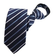Men's Boy's Zipper Tie Business Wedding Solid Checks One Size Navy Blue Repp
