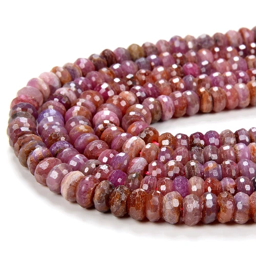6X3MM Rubino Naturale Gemma Grd AA Micro Rondelle Sfaccettate Perline Sciolte (P38) - Foto 1 di 3