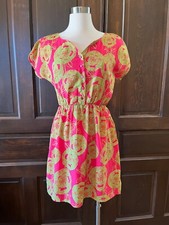 Maude Dress Hot Pink/Lime Green Floral Print Size S