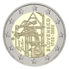 Slovakia 2022 Atmospheric Steam Engine 2 Euro Coin. UNC From Bank Roll. 