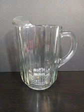 Vintage GLASS Restaurant Bar Water  Beer Pitcher w/ Hobnail Pebble Base 64 oz 