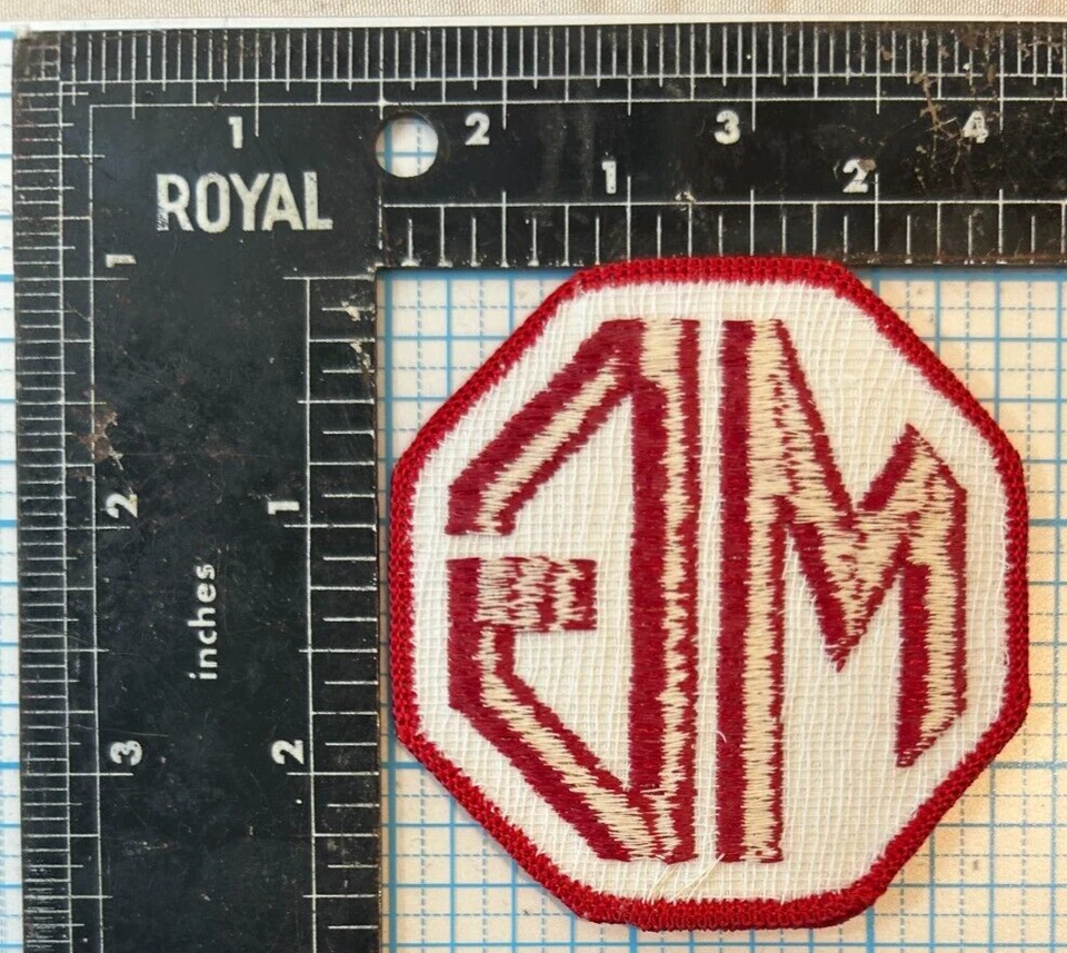 VINTAGE MG MOTOR AUTOMOBILE CAR SOUVENIR RED LOGO 2.5" SEW ON PATCH CREST - Image 2 of 2
