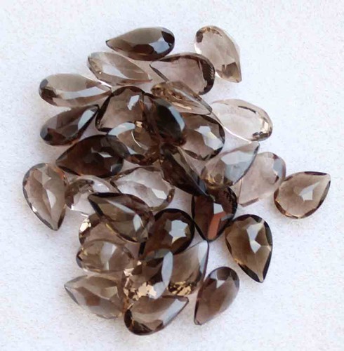 Natural Smoky Quartz Pear Faceted Cut Loose Gemstone Calibrated Top 25.50 Ct - Afbeelding 1 van 3