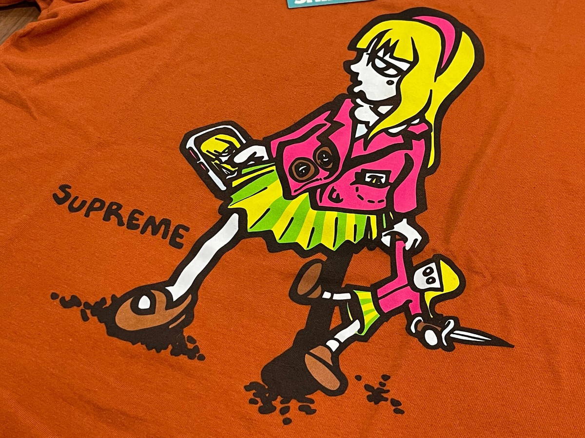 2019 SUPREME SUZIE SWITCHBLADE TEE SHIRT RUST BROWN YELLOW PINK 