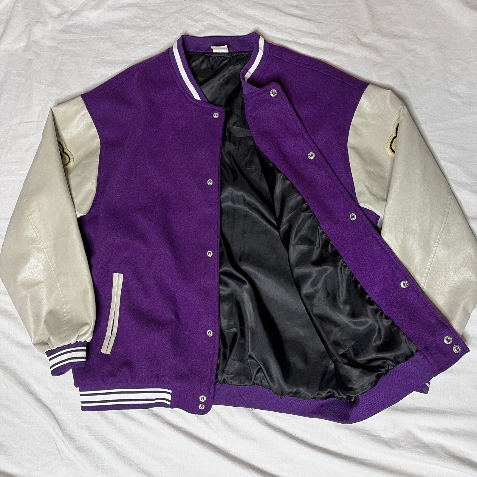 Bone Patchwork Varsity Jacket - image 5