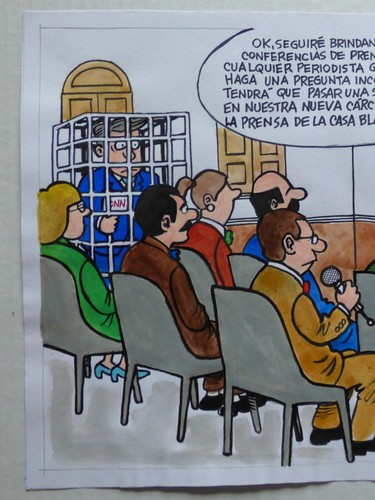 DONALD TRUMP Ataques Medios de Noticias Falsas / Dibujo de Dibujos Animados Cubanos de Lacoste ARTE CUBA - Imagen 3 de 5