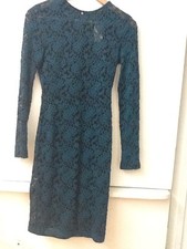 Forever 21 Teal Floral Lace Overlay Black Lined Dress Size S Small NWT New