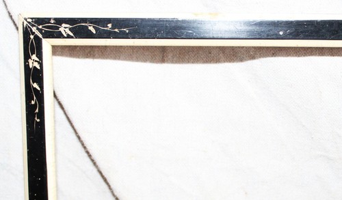 ANTIQUE FITS 10 X 12 VICTORIAN EASTLAKE BLACK WHITE ETCHED PICTURE FRAME WOOD