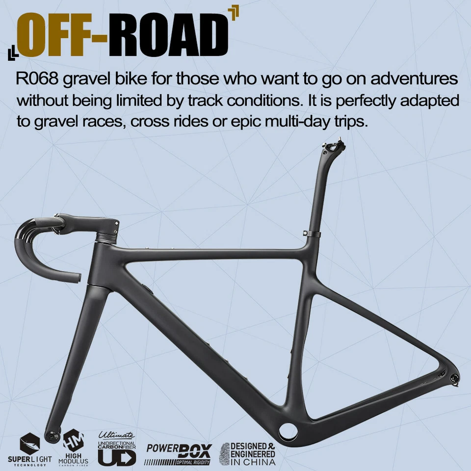 AIRWOLF R068 Carbon Gravel Rahmen 700*40c Rennrad Ausdauer Cyclocrossrad Fahrrad - Bild 3 von 4