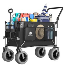 Push Pull Folding Wagon Cart Rotating Handle 9x4 Beach Tires Heavy Duty Large