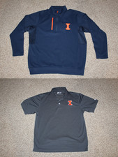Antigua Quarter Zip University Of Illinois Men's XL + UIUC Men's Size Large Polo