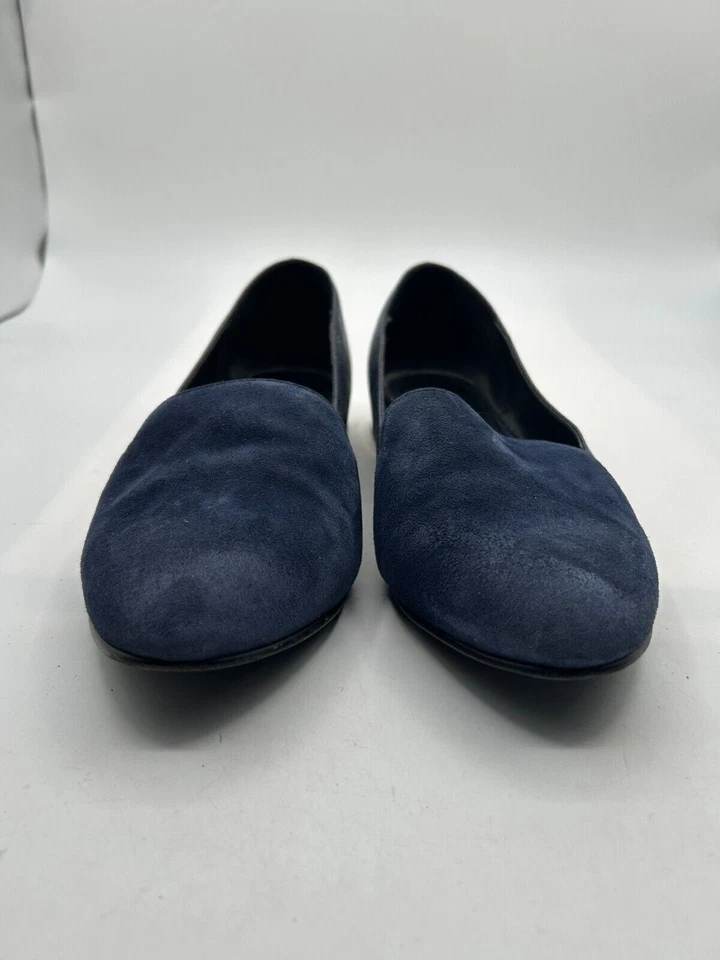 Aldo Loafer Flats Women's Sz 8.5 Blue Leather Slip On Icon Velour Velvet  - Image 2 of 4