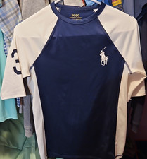 Polo Ralph Lauren Boys Colorblock Crew Neck Rash Guard, Blue/White L