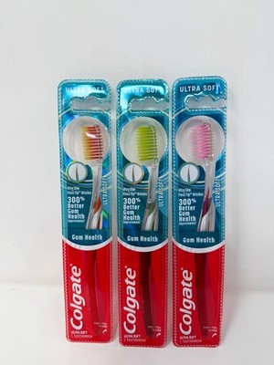 3 Pack - Colgate Gum Health Toothbrush, Ultra Soft Ultra Slim Floss Tip Bristles