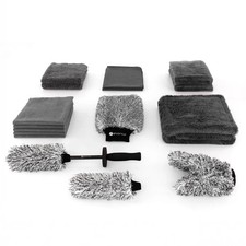 evorilo Mikrofasertücher-Komplettset | Auto Pflege Set inkl. Handschuh & Bürsten