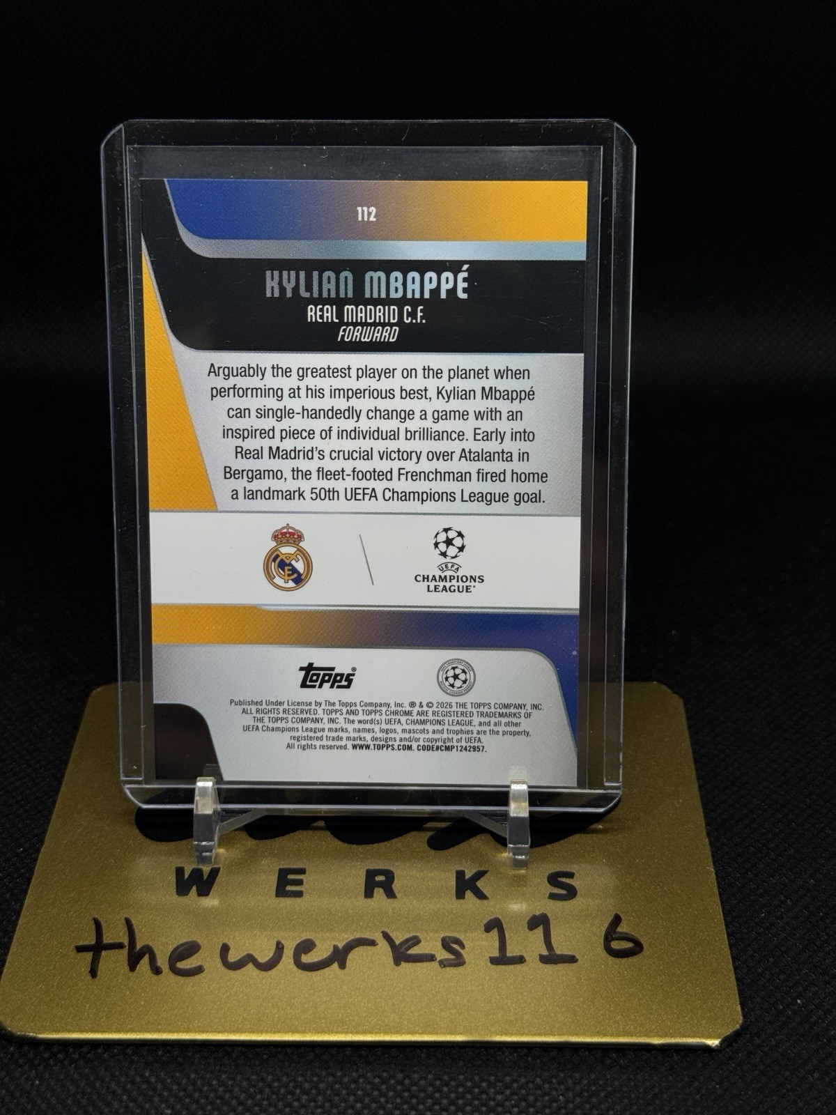 2025-26 Topps Chrome UCC- Kylian Mbappe #112 Green Refractor /99 view 2