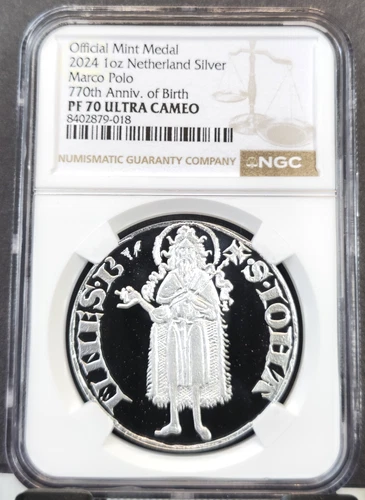 2024 NETHERLANDS SILVER MINT MEDAL MARCO POLO NGC PF 70 ULTRA CAMEO 300 MINTED
