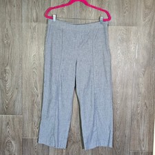 Ann Taylor Linen Blend Wide Leg Crop Pants 10 Blue Womens Seam Front