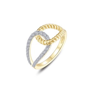 Authentic BRAND Lafonn Yellow Gold Plated Lover's Knot Simulated Diamond Ring R0567CLT