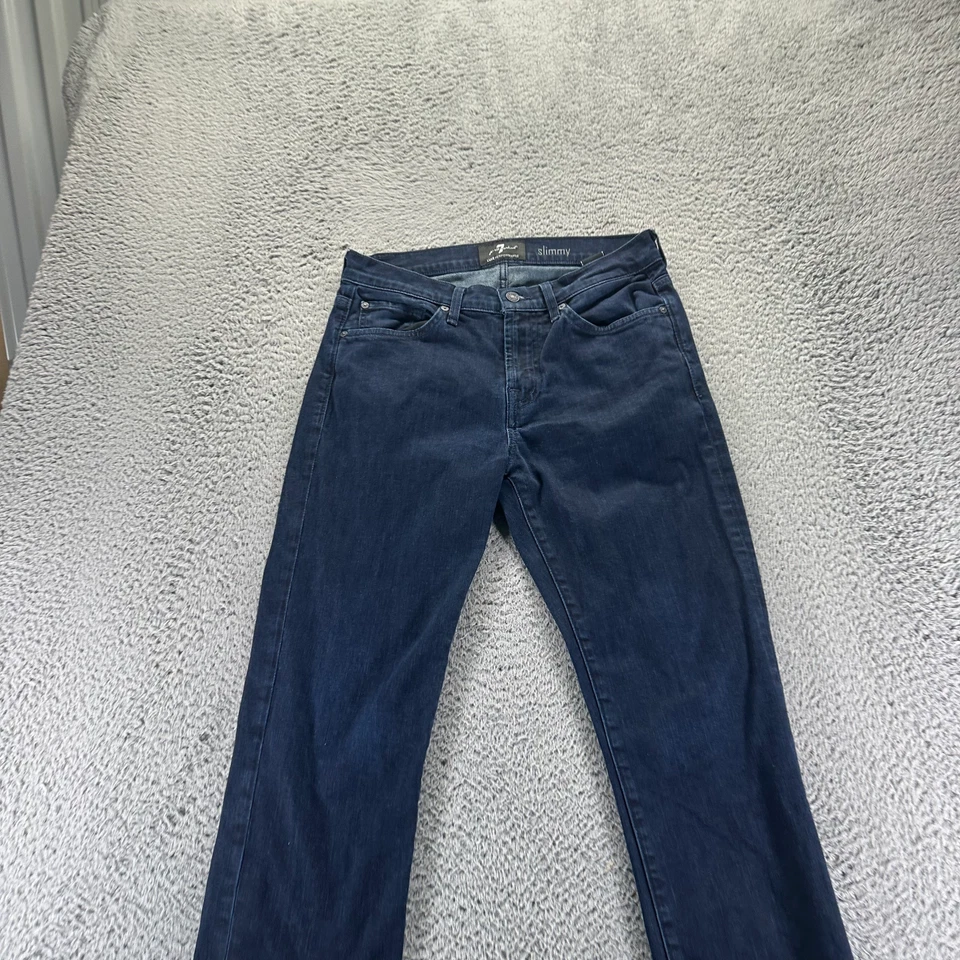 7 For All Mankind Luxe Performance Jeans Mens 31x30 Blue Denim Cotton Straight - Image 2 of 4