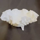 Fenton Milk Glass Hobnail 3 Footed Ruffled Edge Candy Bowl White Vintage 8"x 3.5