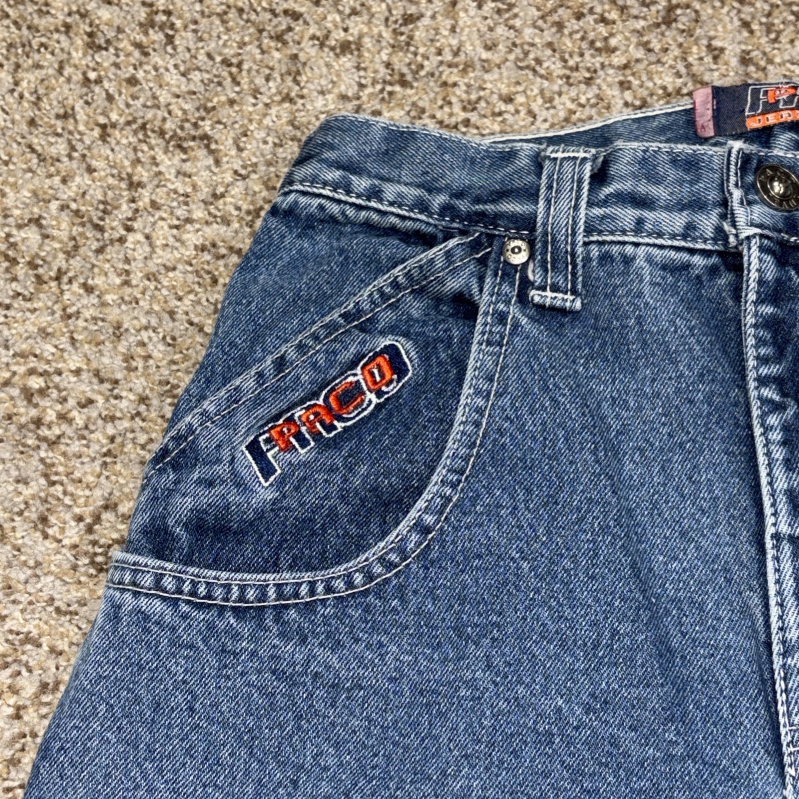 Vintage Y2K Paco Denim Wide Leg Skater Carpenter Jeans Boys Sz 12 Fits 26 X 26 - View 3