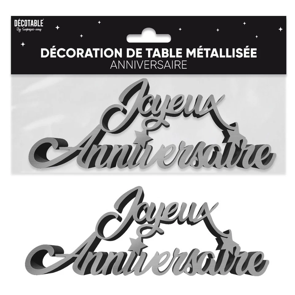 DÉCO DE TABLE ANNIVERSAIRE 19X7X2CM NOIR - Photo 1/1