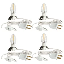 Dazzle Bright 4 Pack 6 FT Accessory Cord with LED Light Bulb E12 Socket White