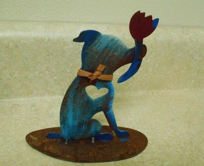 Jes Maharry & Patrick Henderson PEACE OFFERING POOCH Dog Metal Sculpture Signed