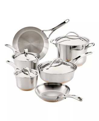 Anolon Nouvelle Copper Stainless Steel Cookware Set, 11 Piece, New