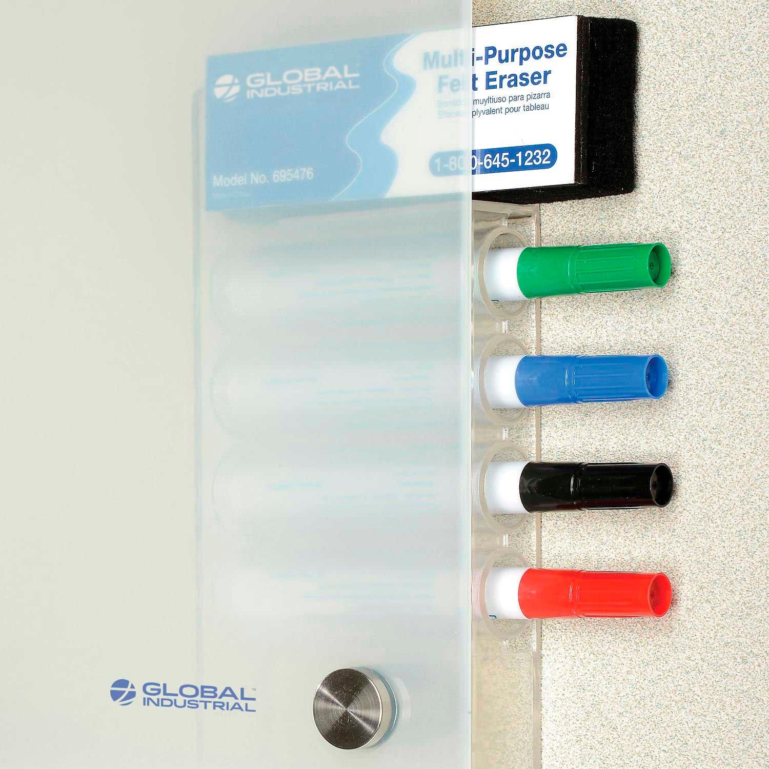 Global Industrial 48"W x 36"H Frosted Glass Dry Erase Board with Markers and
