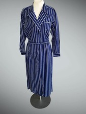 Eddie Bauer Vintage Blue Striped Midi Shirtdress Size Large Cottagecore