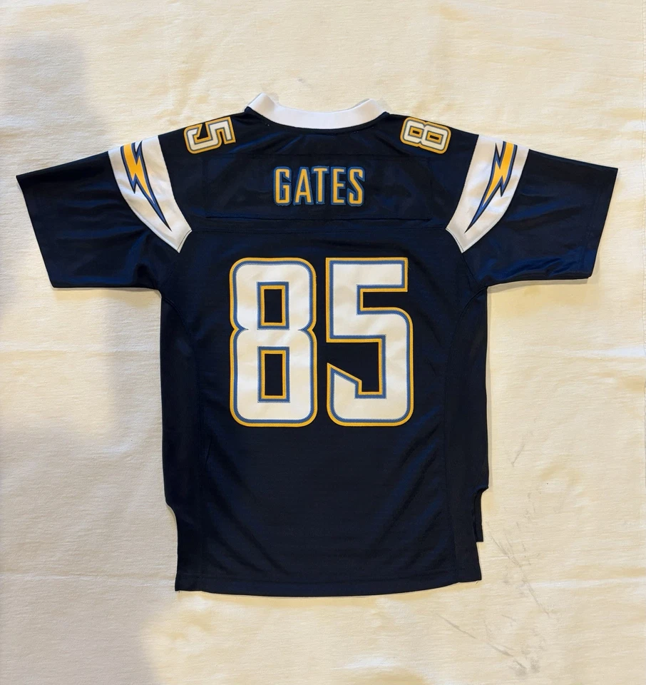 Camiseta Reebok NFL LA Chargers Niños Grande Juvenil Azul #85 Antonio Gates On Field Foto 2 de 4