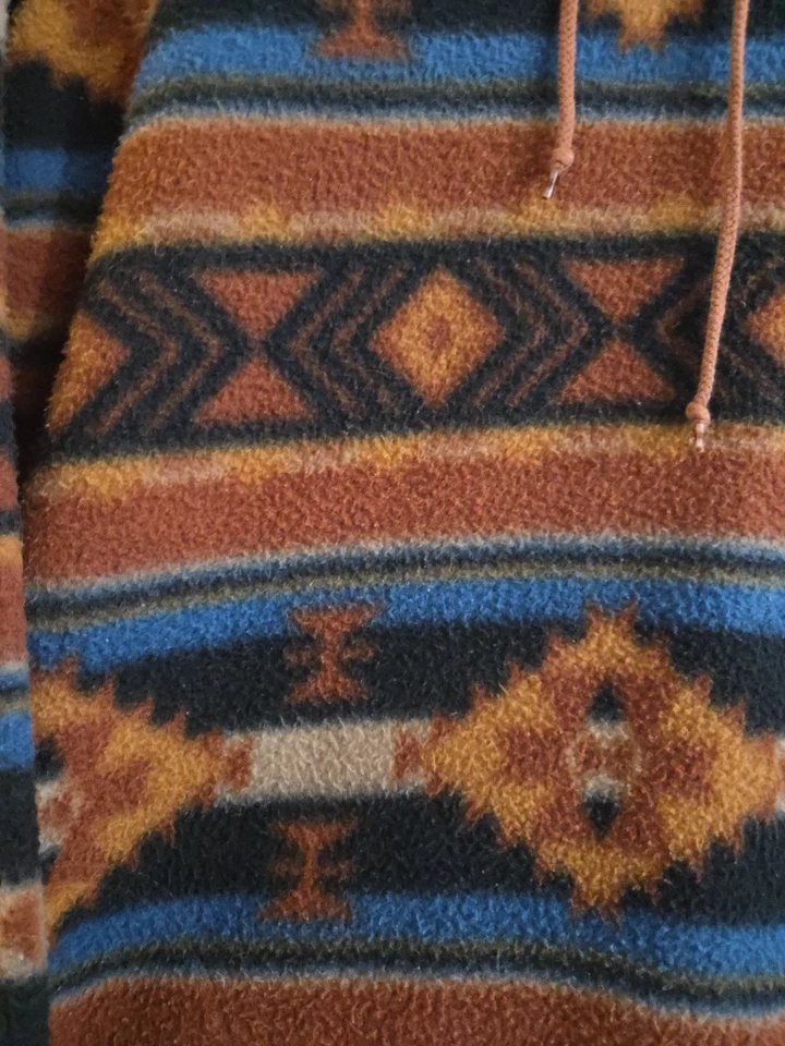 Denim Express Aztec Pullover Hoodie Mens Size Large Western Print Hippie - Image 2 of 4
