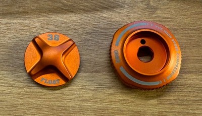 Fox 38 Limited Edition Orange Air Cap & Adjuster für Enduro MTB Gabeln