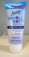 Secret Whole Body Invisible Cream Sensitive Deodorant Completely Clean 3 oz