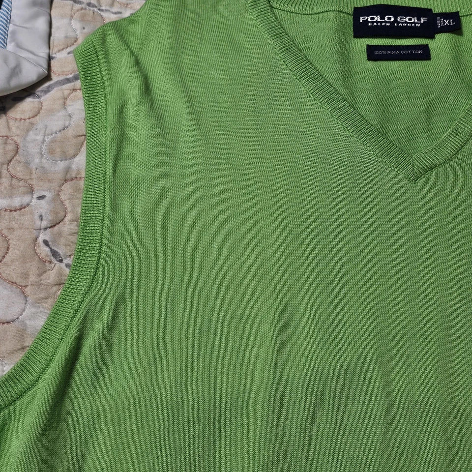 Polo Golf Ralph Lauren V-Neck Sweater Vest Men's XL – Vibrant Lime Green - Image 4 of 4