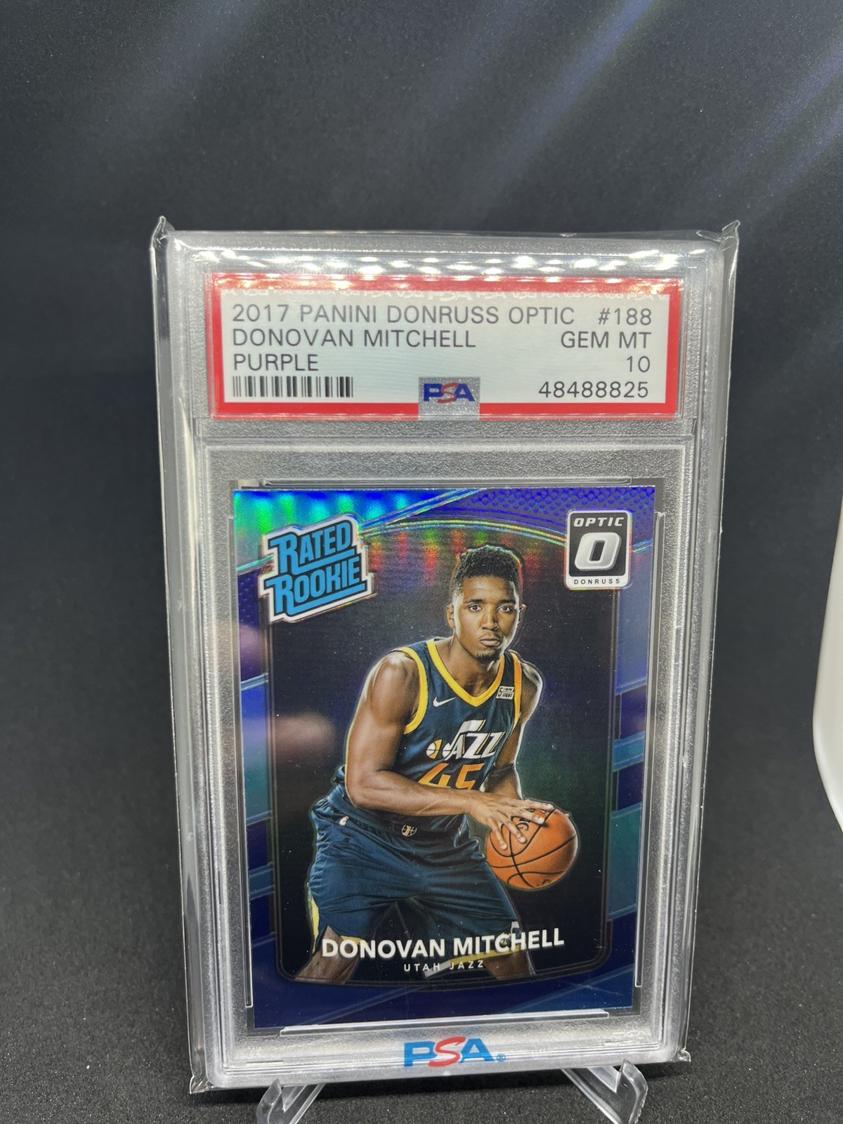 2017 Panini Donruss Optic Donovan Mitchell #188 Purple PSA 10