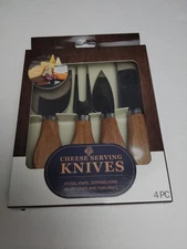Evriholder 4-Piece Cheese Serving Knife Set ~ Stainless Steel / Wood ~ NIB