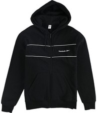 Reebok Mens Linear Full Zip Hoodie Sweatshirt, Black, Medium