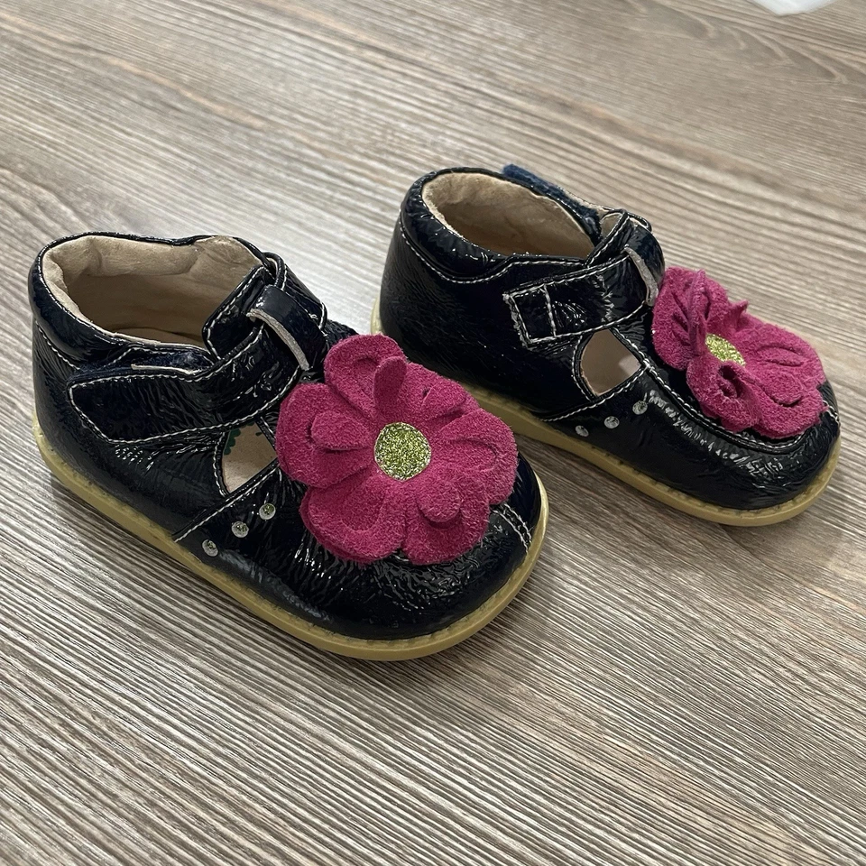 Livie & Luca цветок прогулочные туфли, темно-синий и розовый цветок кожи, девочек размер 4 - Изображение 2 из 4