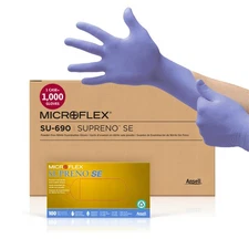 Microflex SU-690 Nitrile Gloves, Latex-Free, Powder-Free, Violet, Small, 1000 Ct