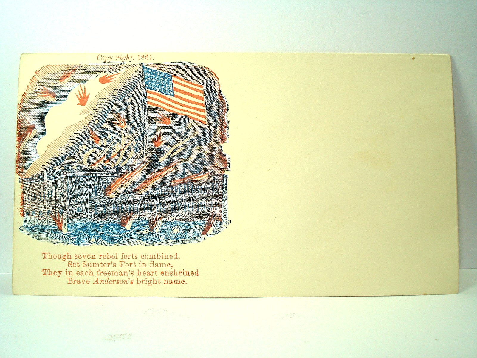 Red Fort Text Civil War SET SUMTER'S FORT IN FLAME Patriotic Cover SCARCE MAGEE ...